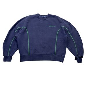 Ader Error Navy Blue Contrast Stitch Crewneck Sweatshirt BKASSHT17WH Size A2